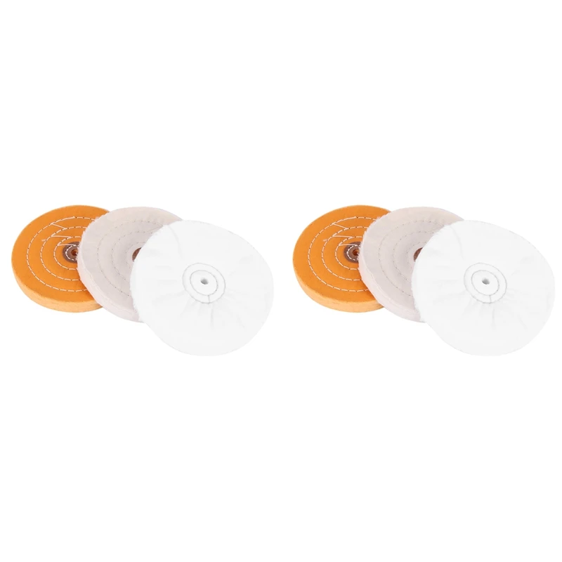 6-Piece 6-Inch Mirror Polishing Wheel Set Cotton Wheel For Bench Grinder Tools With 1/2 Inch Arbor Hole 
6-Piece 6-Inch Mirror Polishing Wheel Set Cotton Wheel For Bench Grinder Tools With 1/2 Inch Arbor Hole