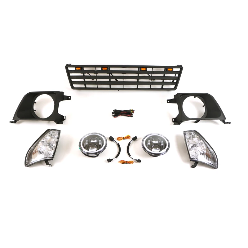 1993-2002 Auto Parts Modified Black Front Grille With Grille Light Fit For LandCrusier LC95
1993-2002 Auto Parts Modified Black Front Grille With Grille Light Fit For LandCrusier LC95