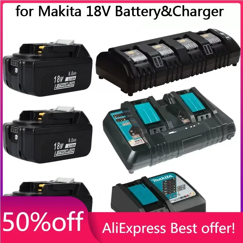 18V Makita 6Ah Rechargeable Power Tools Battery 18V makita Battery with LED Replacement LXT BL1860B BL1860 BL1850 3A Charger
18V Makita 6Ah Rechargeable Power Tools Battery 18V makita Battery with LED Replacement LXT BL1860B BL1860 BL1850 3A Charger