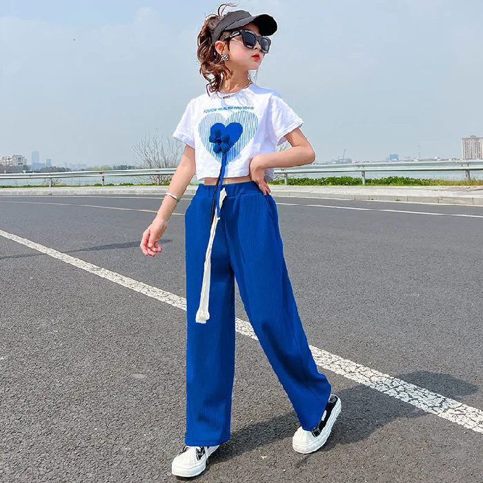2024 teens spring Summer Baby Girls Clothes Outfits Child Crop top Short T-shirts + striped Wide Leg pants 9 10 12 13 Years
2024 teens spring Summer Baby Girls Clothes Outfits Child Crop top Short T-shirts + striped Wide Leg pants 9 10 12 13 Years