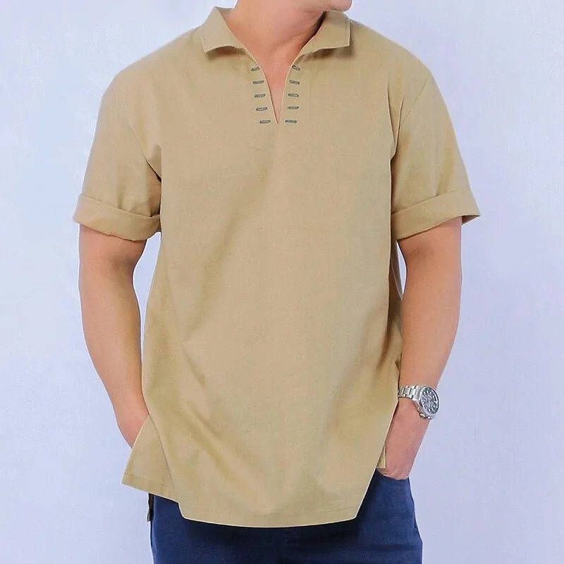 Men's Polo Collar Cotton Solid Color Short-sleeved Shirt Men's Loose V-neck Shirt
Men's Polo Collar Cotton Solid Color Short-sleeved Shirt Men's Loose V-neck Shirt