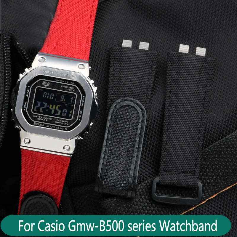 

Bracelet For Casio GMW-B5000 Sports Watch Strap G-SHOCK Gold and Silver Small Square High Quality Canvas Nylon Watchband For Men