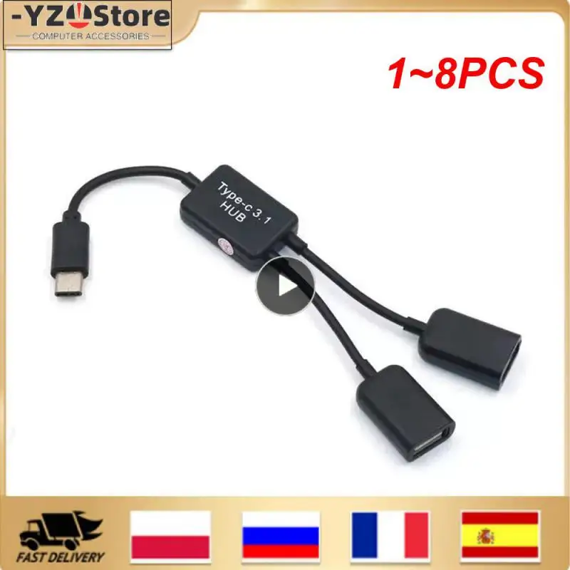 

1 ~ 8 шт. кабель-концентратор с Micro USB / Type C на 2 OTG с двумя портами, Y-образный разветвитель, адаптер-преобразователь Micro-USB Type-C для планшета, мыши Android