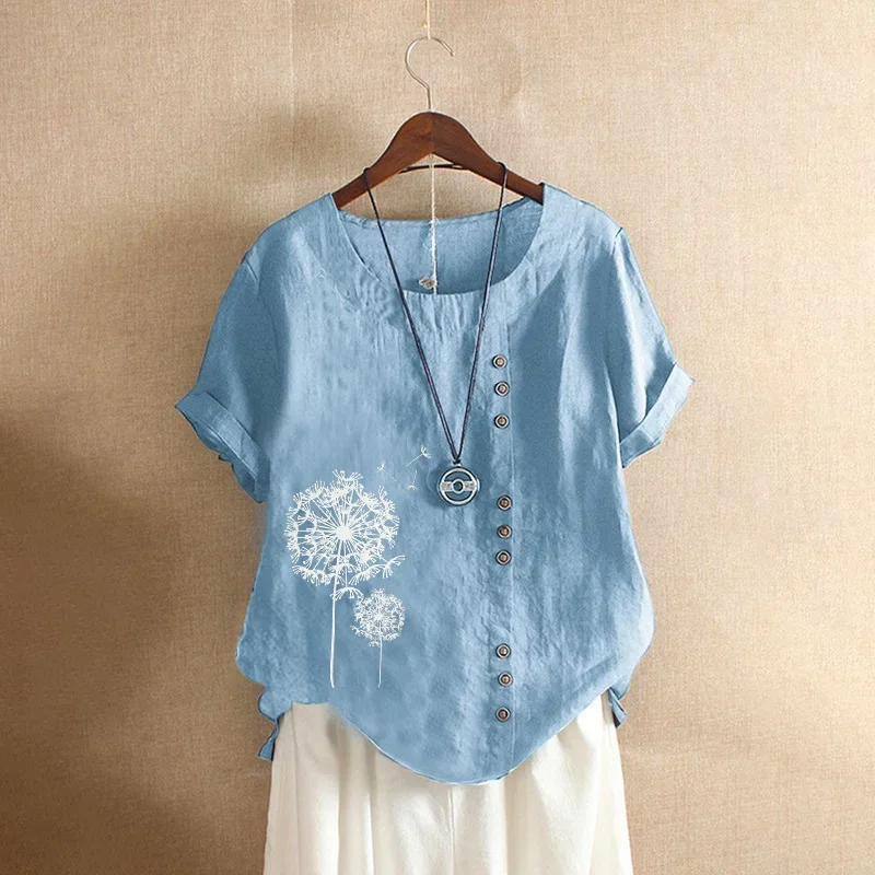 Oversized Women Loose Floral Print Cotton Linen Blouse Shirts Summer Female O-Neck Short Sleeve Vintage Holiday Tops
Oversized Women Loose Floral Print Cotton Linen Blouse Shirts Summer Female O-Neck Short Sleeve Vintage Holiday Tops