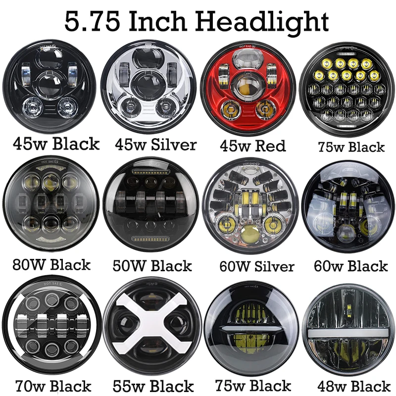 New Style Black Chrome 5.75 Inch LED Headlight 5 3/4" led DRL 50W Motorbike Headlights For Dyna Softail Sportster 883 XL883 FXCW
New Style Black Chrome 5.75 Inch LED Headlight 5 3/4" led DRL 50W Motorbike Headlights For Dyna Softail Sportster 883 XL883 FXCW