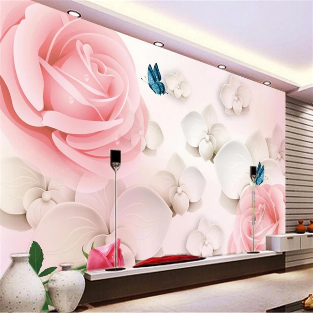 

beibehang Custom Photo 3D Wallpaper for wall concave-convex Rose 3D Stereo TV Wall Decorative Mural papel de parede 3D painting