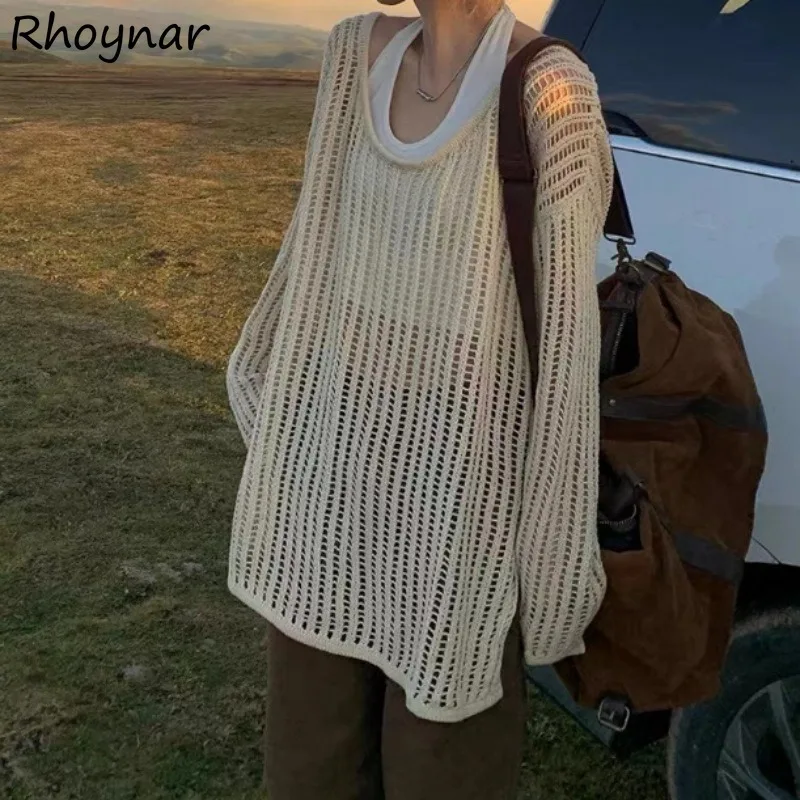 Однотонные пуловеры с длинным рукавом, женская одежда в Корейском стиле, мешковатые тонкие солнцезащитные повседневные универсальные удобные милые летние пуловеры
Однотонные пуловеры с длинным рукавом, женская одежда в Корейском стиле, мешковатые тонкие солнцезащитные повседневные универсальные удобные милые летние пуловеры