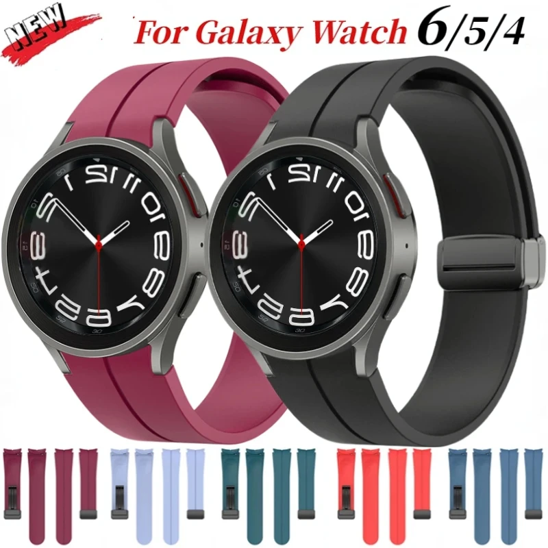 

Original Silicone strap For Samsung Galaxy watch 6/5/4 40mm 44mm 5 Pro 45mm No Gap Magnetic bracelet band Watch 6/4 Classic belt
