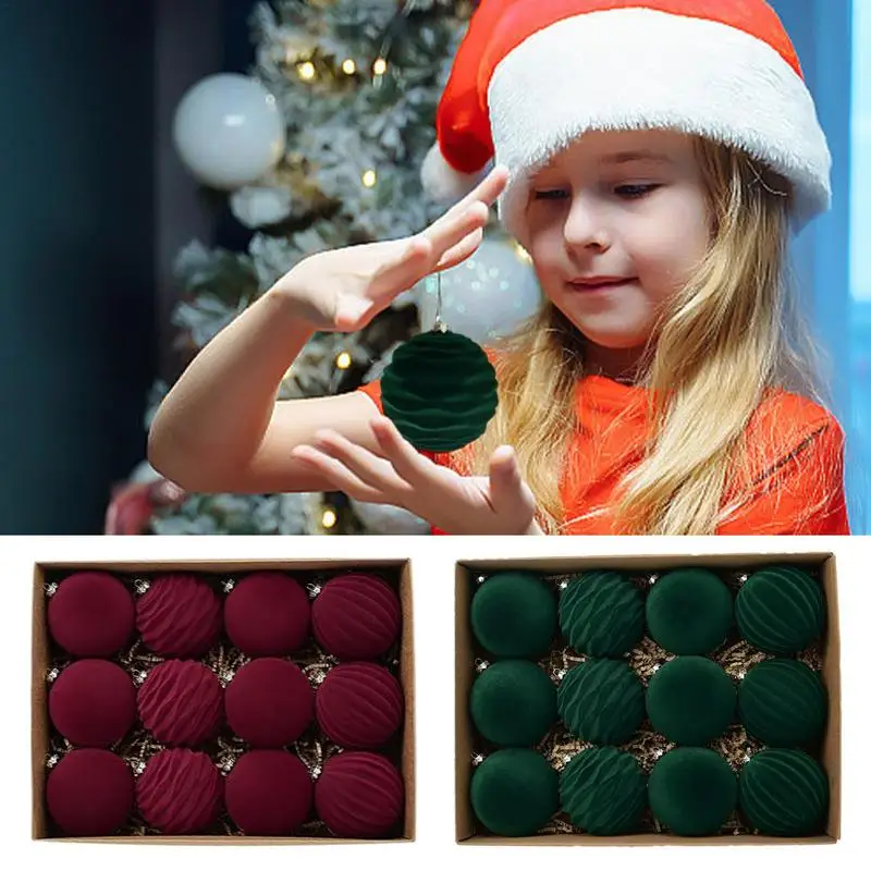 Christmas Ball Flocked Tree Ornaments Balls Pendant 12pcs Luxurious Design Seasonal Christmas Decoration For Engagements Parties
Christmas Ball Flocked Tree Ornaments Balls Pendant 12pcs Luxurious Design Seasonal Christmas Decoration For Engagements Parties