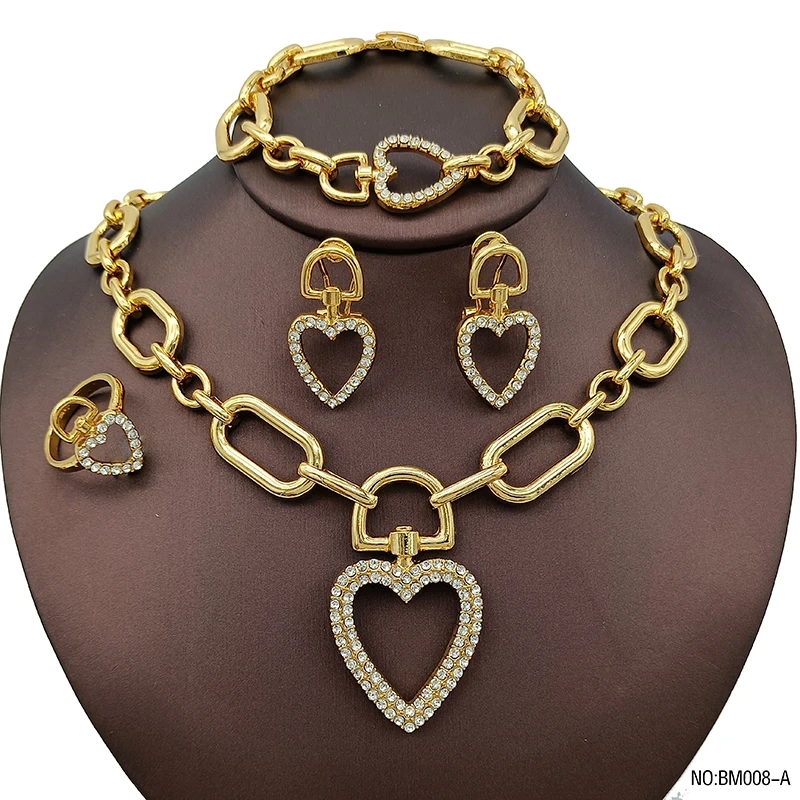 Italian 18k Gold Plated Jewelry Sets For Women Heart Shaped Jewelry Necklace Sets Wedding Party Gift Items With Free Shipping 
Italian 18k Gold Plated Jewelry Sets For Women Heart Shaped Jewelry Necklace Sets Wedding Party Gift Items With Free Shipping