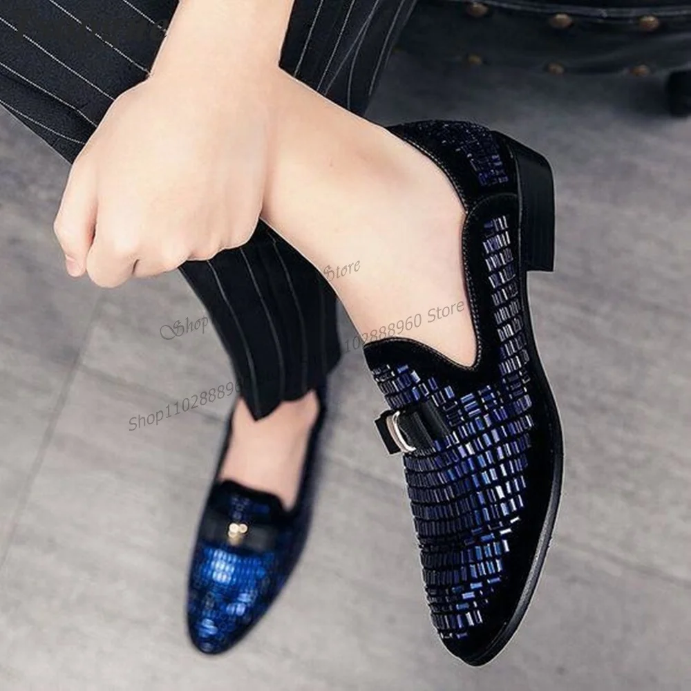

Black Flock Bow Knot Crystal Decor Men's Pumps Men Dress Shoes Slip-On Runway Casual Party Shoes 2023 Fashion Zapatillas Mujer