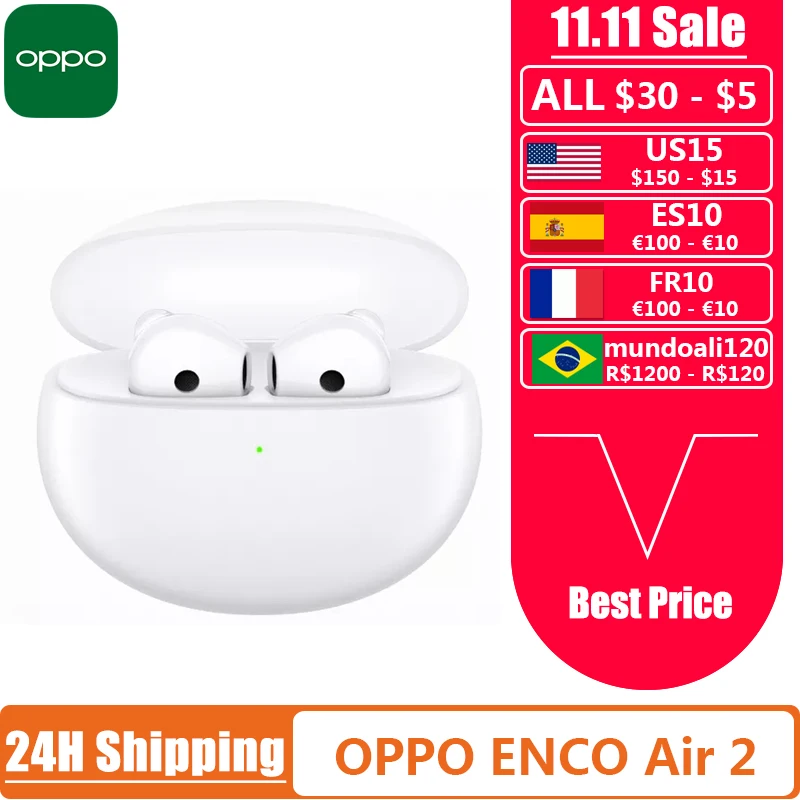 OPPO ENCO Air 2 TWS Earphone Call Noise Cancelling Ture Wireless Bluetooth 5.2 Headphones AAC Earbuds IPX4 For R17 Neo
OPPO ENCO Air 2 TWS Earphone Call Noise Cancelling Ture Wireless Bluetooth 5.2 Headphones AAC Earbuds IPX4 For R17 Neo