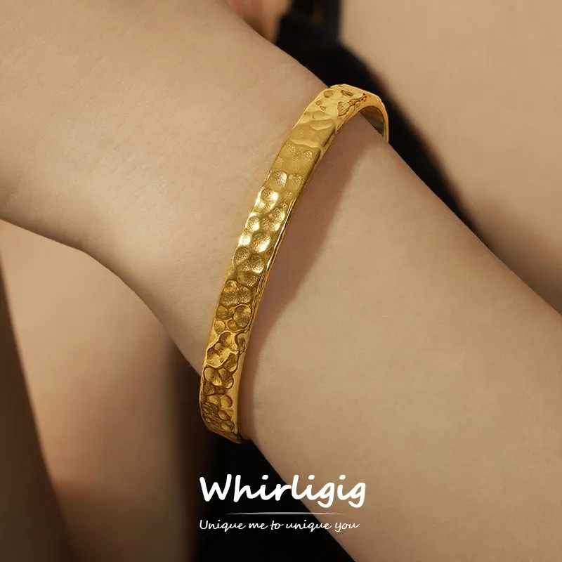 

Cuff Bracelet Bangle For Women Stainless Steel 18k Gold Plated Women's Hand Bracelets Bangles Woman Luxury Jewelry Free Shipping