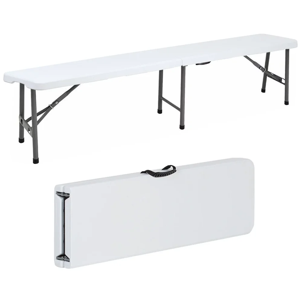 

SUGIFT 6 ft Plastic Folding Bench Portable Indoor Outdoor Bench, White camping table foldable