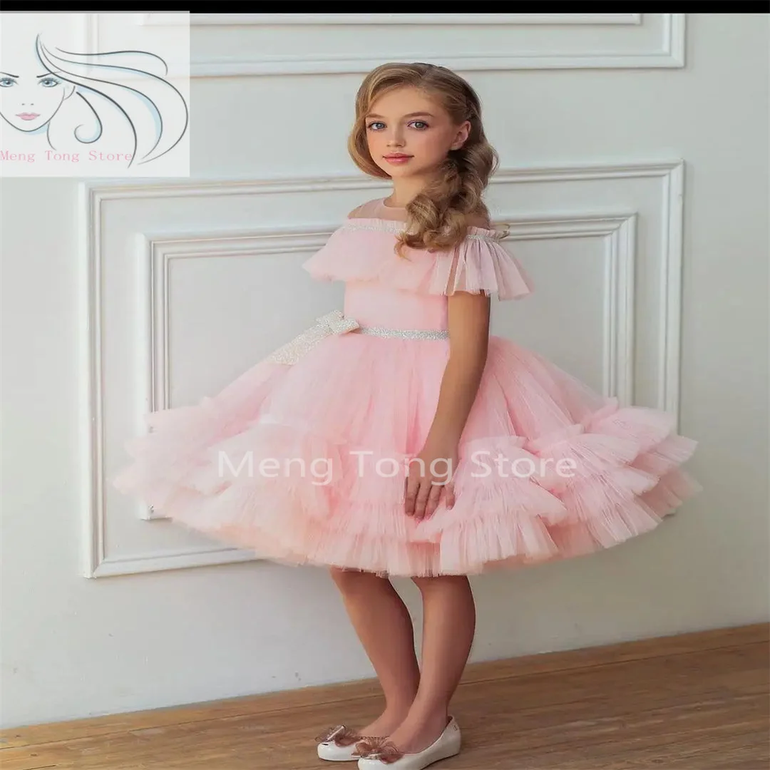 

Flower Girl Dress 2022 Pink Tutu Girls Birthday Formal Party Wear Gowns Child Kids Pageant Dresses First Communion Baby Girl