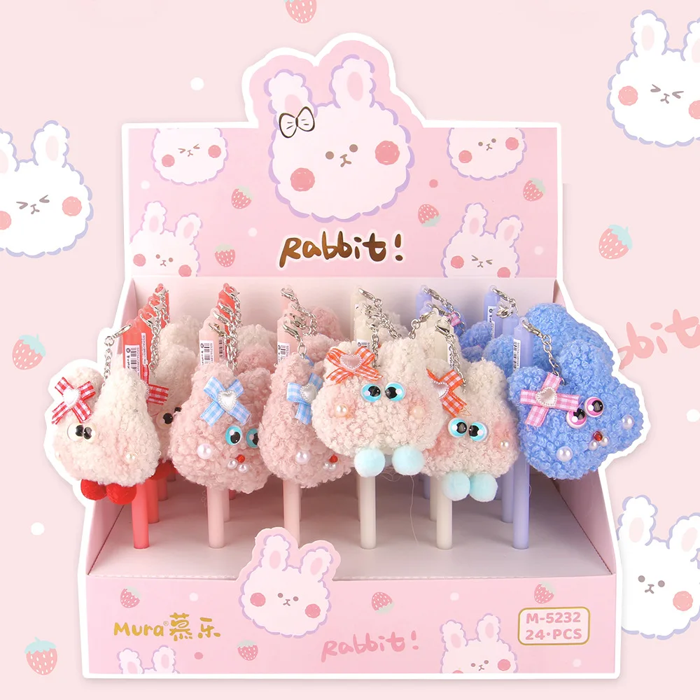 24 pcs/lot Kawaii Rabbit Ball Plush Pendant Gel Pen For Writing Cute 0.5mm Black Ink Pen Stationery Office School Supplies
24 pcs/lot Kawaii Rabbit Ball Plush Pendant Gel Pen For Writing Cute 0.5mm Black Ink Pen Stationery Office School Supplies