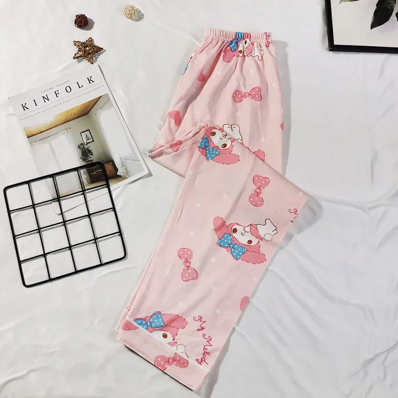 

Lovely Sanrio Soft Pajamas Pants Y2k Kawaii Cartoon Melody KT Pochacco Kuromi Casual Sleepwear Home Thin Pyjama Trousers Gift