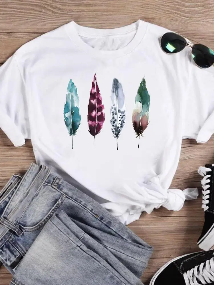 Feather Watercolor Style Trend Graphic Tee Short Sleeve Fashion Female Print T Top Women Cartoon Shirt Clothing T-shirts
Feather Watercolor Style Trend Graphic Tee Short Sleeve Fashion Female Print T Top Women Cartoon Shirt Clothing T-shirts