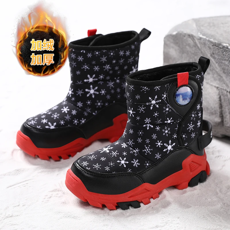 

Hig Tops Velvet and Thickening Children Snow Boots Winter Warm Boot Boys Girls Trendy Anti-slip Wear-resistant Kids Cotton Boot