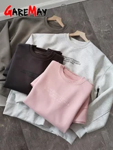 2024 Spring O Neck Long Sleeve Gray Oversize Sweatshirt Loose Women's Sweatshirt with Print Letter Casual Pullover Top Women