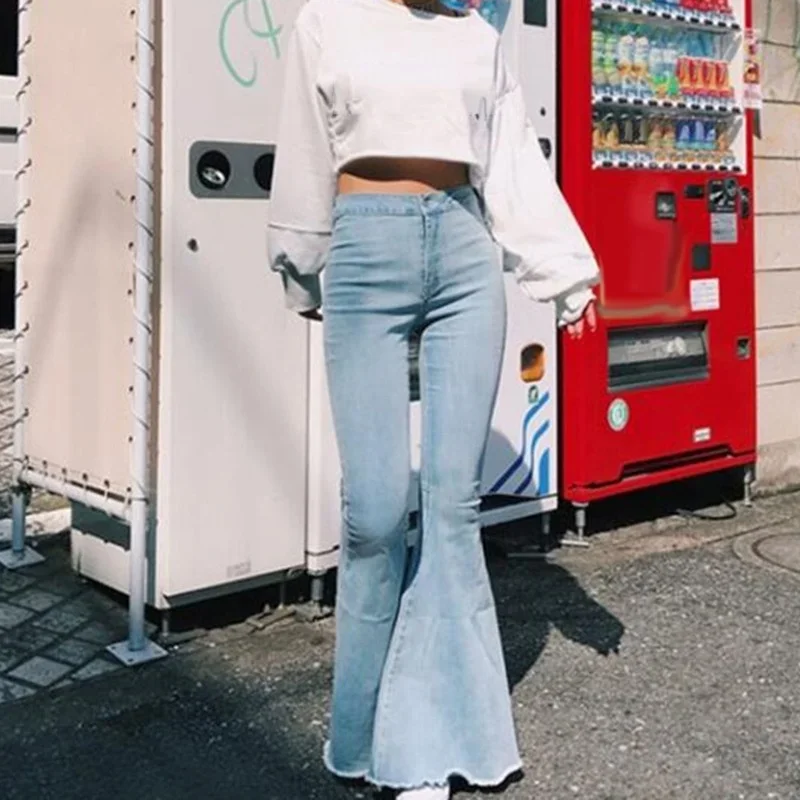 Women Solid Color Sexy High Waist Slim Bell-bottoms Denim Pants Pop Female High Waist Sports Leggings Fashion Trousers Fashion
Women Solid Color Sexy High Waist Slim Bell-bottoms Denim Pants Pop Female High Waist Sports Leggings Fashion Trousers Fashion