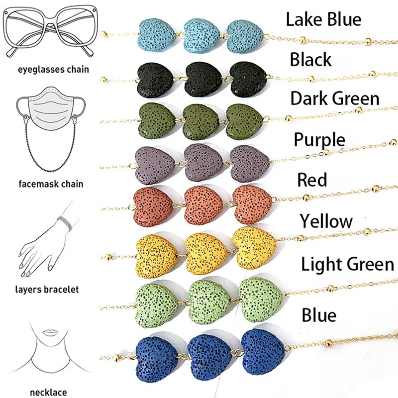 Vintage Colored Volcanic Stone Sunglasses Mask Holder Lanyard Blue Turquoise Sports Glasses Chain Neck Strap For Women Jewelry
Vintage Colored Volcanic Stone Sunglasses Mask Holder Lanyard Blue Turquoise Sports Glasses Chain Neck Strap For Women Jewelry