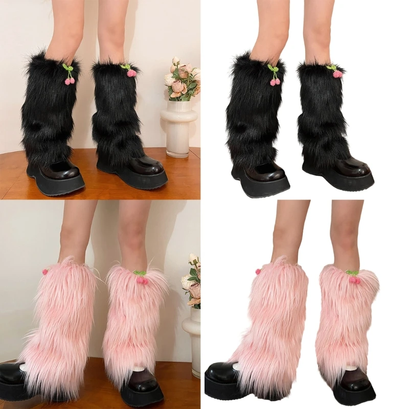 

Y2K Faux Furs Leg Warmers for Womens Winter Warm Furs Boot Cuffs Covers,Cozy,Christmas,Halloween,Party, Cosplay Costume