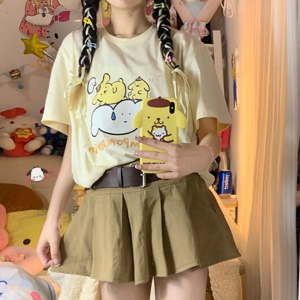 Sanrio Kawali Pompompurin Short Sleeve T-Shirt Anime Cartoon Cotton Loose Comfortable Top Birthday Gift Toy Girls Summer Clothes
Sanrio Kawali Pompompurin Short Sleeve T-Shirt Anime Cartoon Cotton Loose Comfortable Top Birthday Gift Toy Girls Summer Clothes