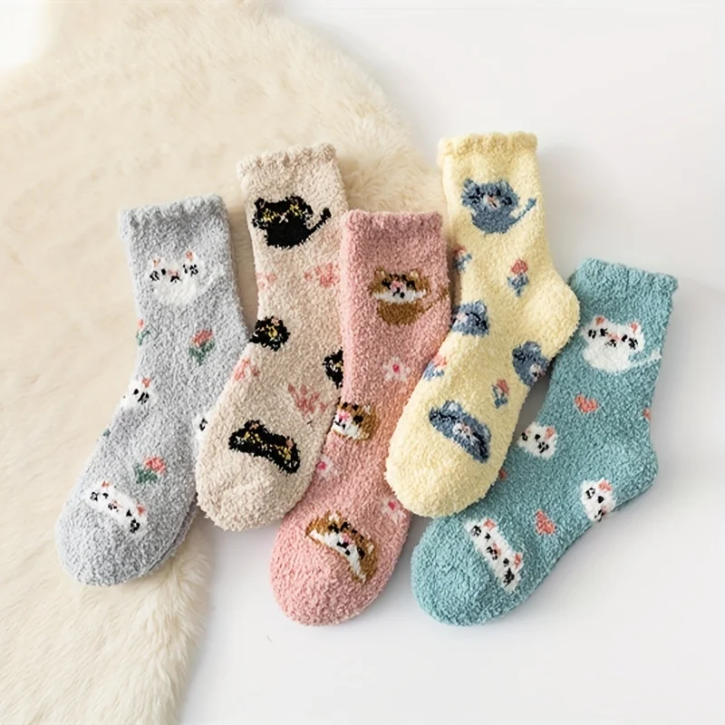 Cartoon Cat Printed Socks, Coral Velvet Plush, Thickened Home Floor Socks, Warm and Cute Sleeping Socks
Cartoon Cat Printed Socks, Coral Velvet Plush, Thickened Home Floor Socks, Warm and Cute Sleeping Socks