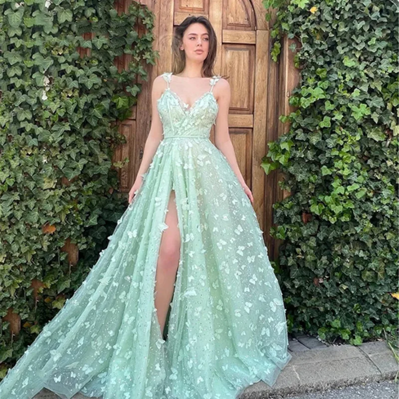 Aleeshuo Princess V-Neck Applique Evening Dresses Women A-line Spaghetti Strap High Side Slit Prom Gowns Robes De Soirée
Aleeshuo Princess V-Neck Applique Evening Dresses Women A-line Spaghetti Strap High Side Slit Prom Gowns Robes De Soirée