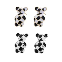 Black Grid Design Bear Stud Pure Sterling 925 Silver Fashion Cute For Girlfriend Funny Fine Jewelry Woamn Valentine's Day Gift
Black Grid Design Bear Stud Pure Sterling 925 Silver Fashion Cute For Girlfriend Funny Fine Jewelry Woamn Valentine's Day Gift