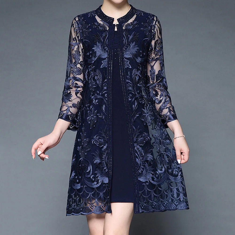 Two-piece Mother of the Bride Dress With Jacket Lace Embroidery Navy Blue Red Wedding Evening Prom Formal Party Mother Gown Knee
Two-piece Mother of the Bride Dress With Jacket Lace Embroidery Navy Blue Red Wedding Evening Prom Formal Party Mother Gown Knee