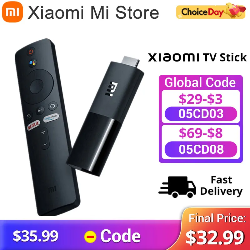 Global Version Xiaomi Mi TV Stick Android TV 9.0 HDR 1080P Portable Mini Dongle Wifi Google Assistant 1GB RAM 8GB ROM
Global Version Xiaomi Mi TV Stick Android TV 9.0 HDR 1080P Portable Mini Dongle Wifi Google Assistant 1GB RAM 8GB ROM