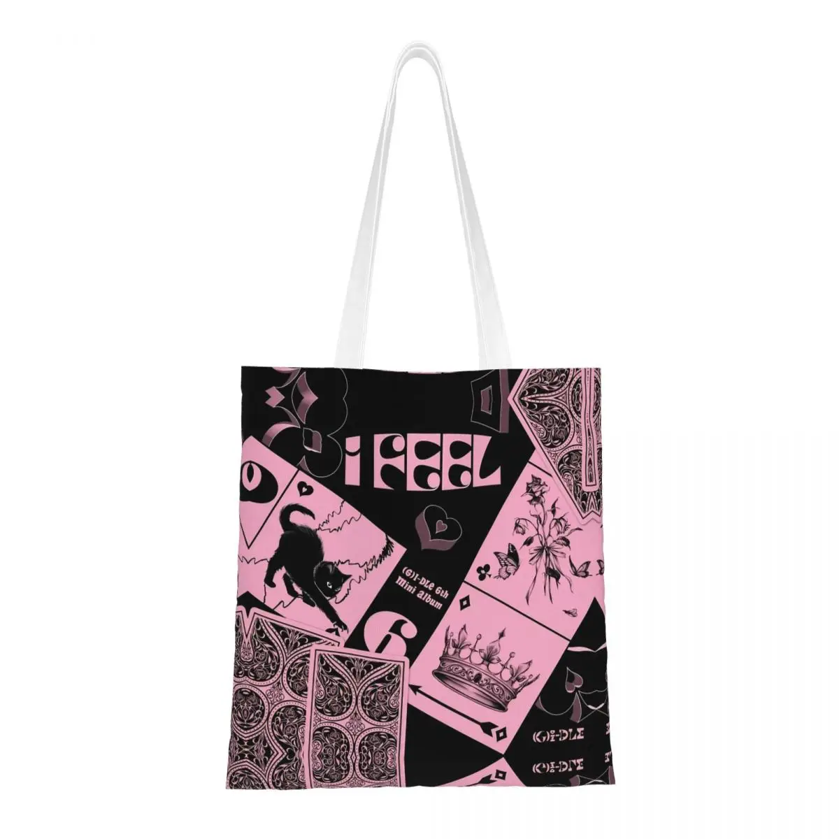 

Альбом I FEEL (G)I-DLE Холщовая Сумка-тоут, многоразовая вместительная сумка для покупок для студентов унисекс
