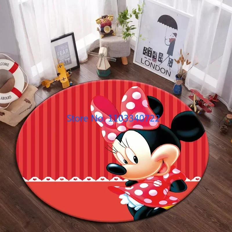 

Mickey Minnie Round Carpet Anime Rug Round Carpet 120cm Crawling Game Non-slip Play Floor Mat for Kids Bedroom Living Room Decor