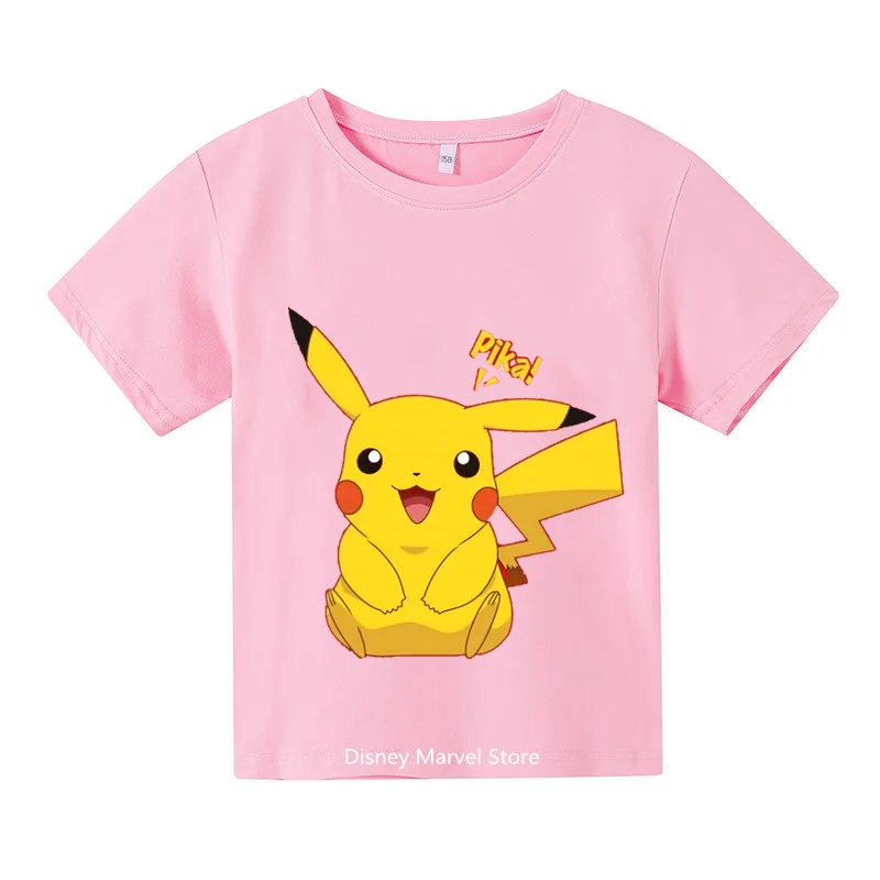 

2024 New Boys and girls T-shirt Short sleeve top Merry Christmas casual 3T-14T Children's Pokemon Pikachu Children's T-shirt 0-1