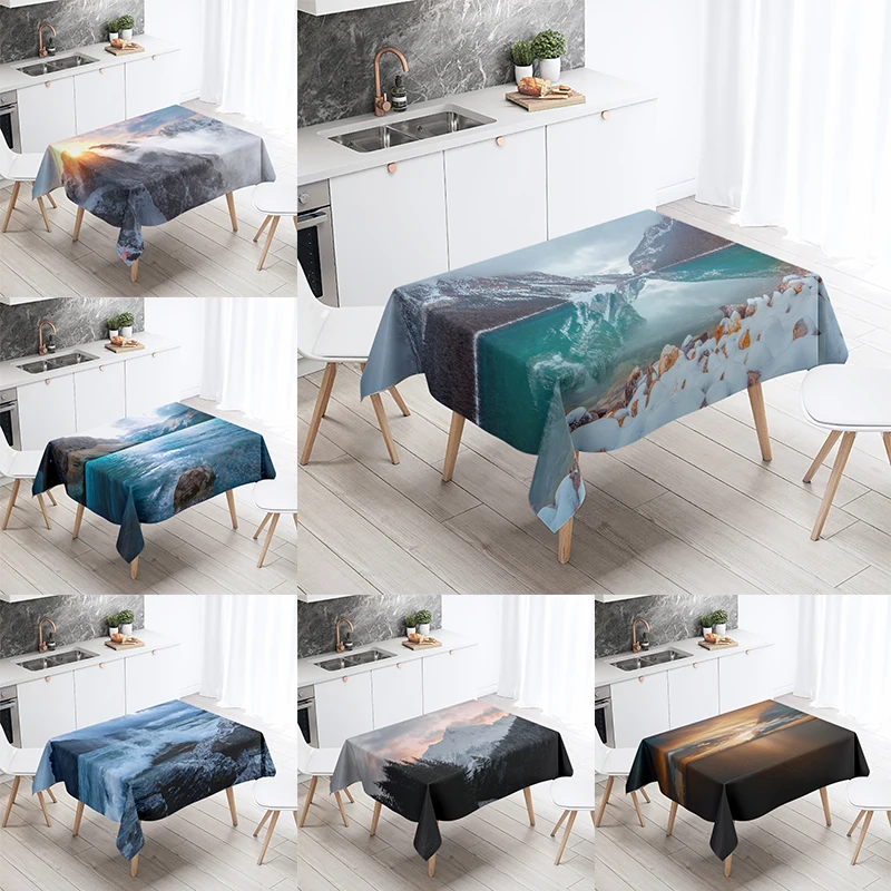 

Scenery Printed Tablecloth Stain Resistant Waterproof Wedding Party Restaurant Banquet Decoration Home Table