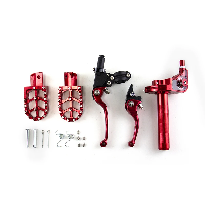 

Off-road Motorcycle 22mm Racing Accelerator Throttle Twist Grips Handlebar Footrests Pedals Pegs Clutch Brake Handle Drum Lever