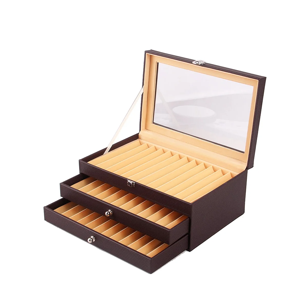36 Slots Wooden Pen Display Storage Box Luxury 3 Layer PU Pen Case Glass Window Fountain Case Pen- Organizer 4
36 Slots Wooden Pen Display Storage Box Luxury 3 Layer PU Pen Case Glass Window Fountain Case Pen- Organizer 4