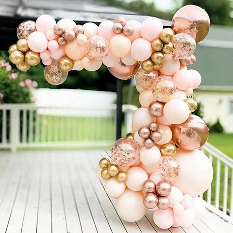 

Pink Macaron Balloon Garland Arch Kit Baby Shower Wedding Party Decoration Rose Gold Birthday Balloon Arch Confetti Latex Globos