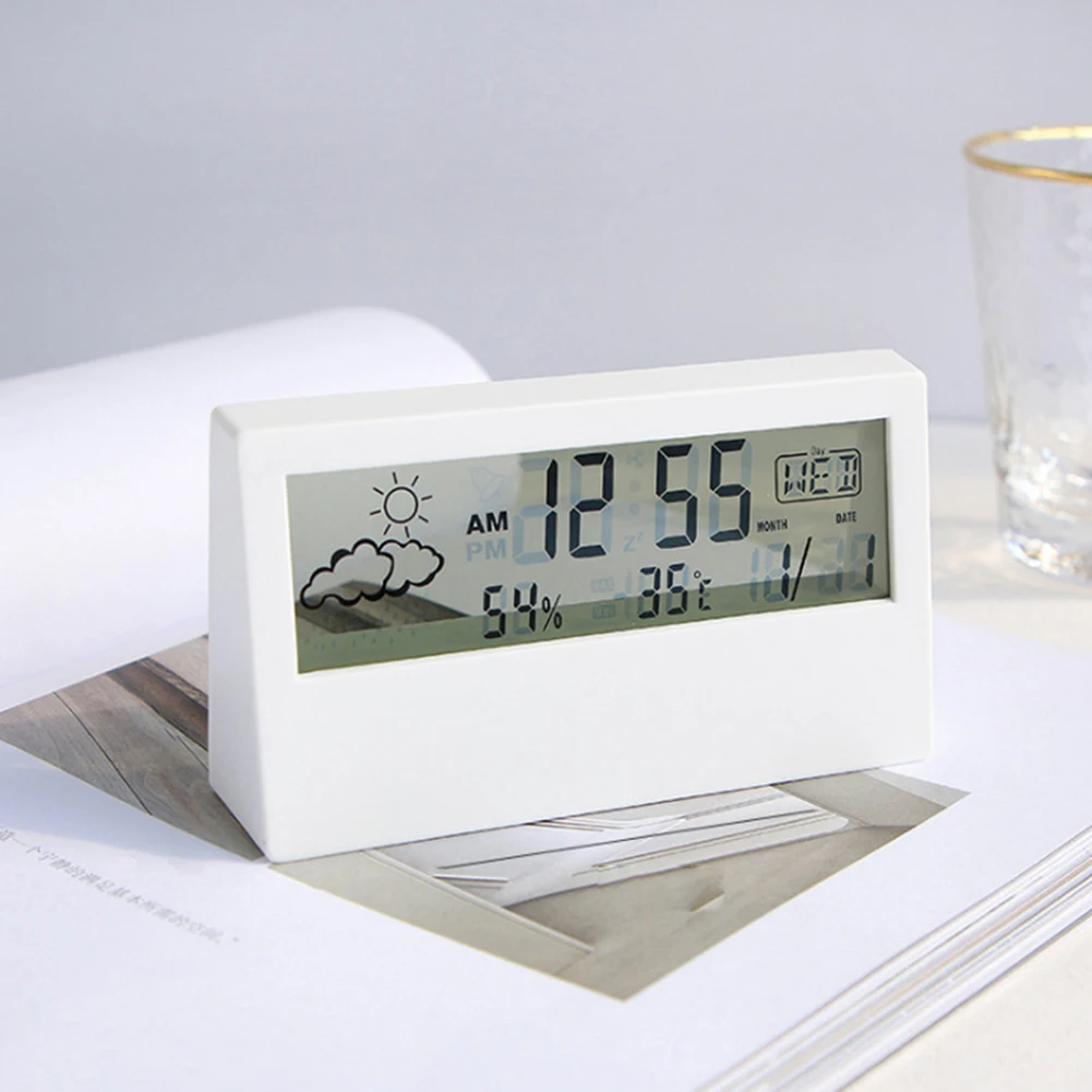 1pcs Thermo-Hygrometer Clock Creative Weather Display Electronic Alarm CLock Desktop Table Decor For Room Bedroom
1pcs Thermo-Hygrometer Clock Creative Weather Display Electronic Alarm CLock Desktop Table Decor For Room Bedroom