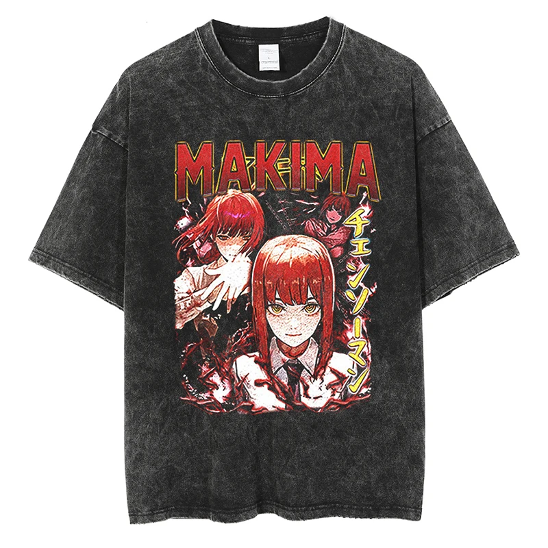 

Summer Men Harajuku Oversize Tshirt Vintage Japan Anime Girl Print T-Shirt Streetwear Hip Hop Fashion Cotton Washed Tees Black