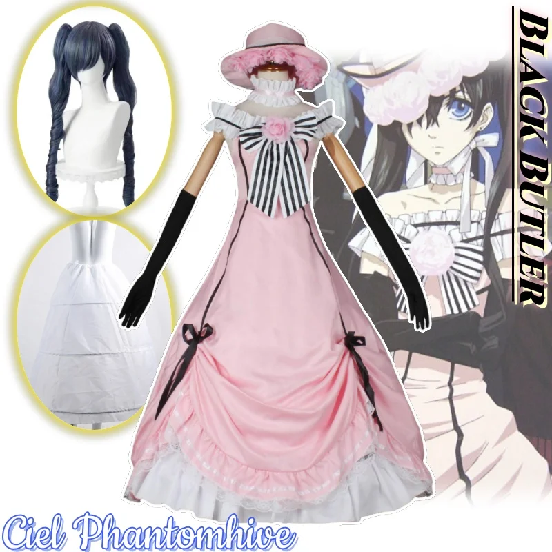 Japanese Anime Black Butler Ciel Phantomhive Cosplay Costume Dress Wig Bustle Cosplay Redbreast Costume Halloween Woman Set
Japanese Anime Black Butler Ciel Phantomhive Cosplay Costume Dress Wig Bustle Cosplay Redbreast Costume Halloween Woman Set
