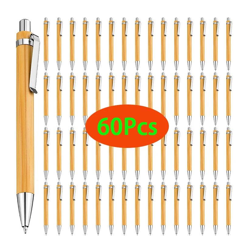 

60Pcs Bamboo Ballpoint Pens Contact Pen Office & School Supplies Pens & Writing Supplies Gifts