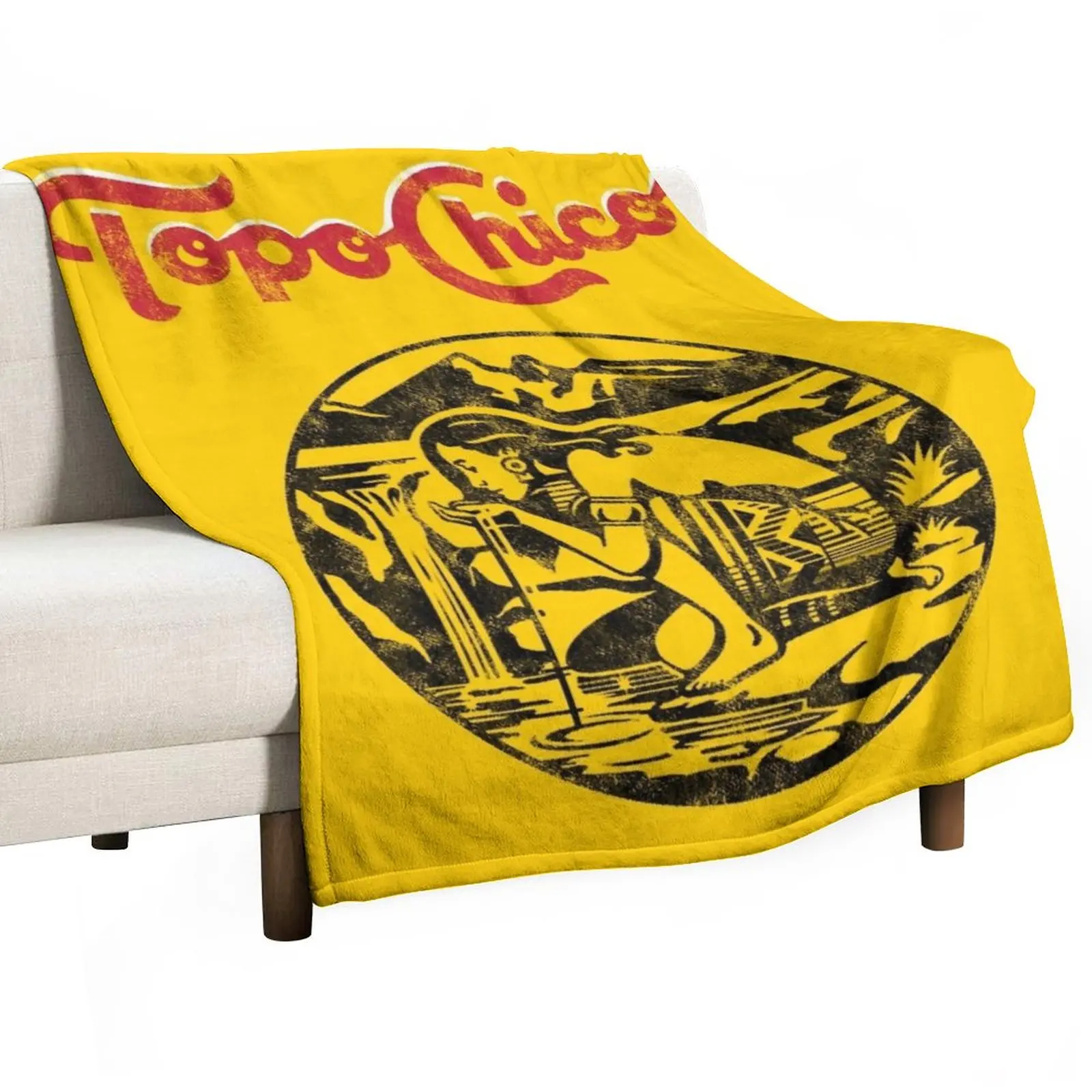 

aztec princess - Topo Chico agua mineral worn and washed logo (sparkling mineral water) Throw Blanket Sofa Quilt Blanket Fluffy