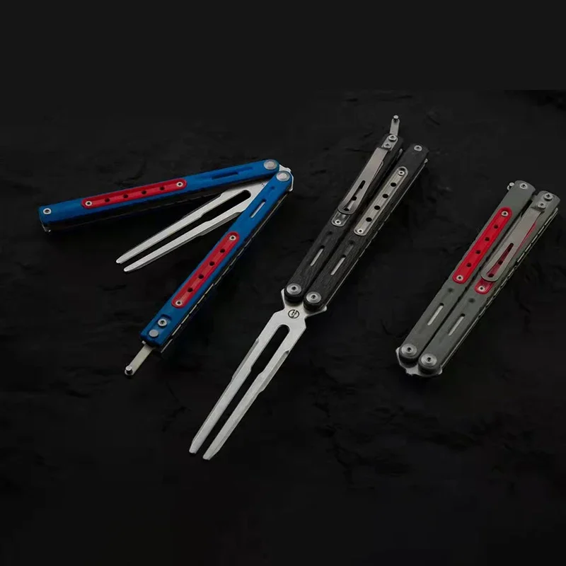Maxace Hellcat Balisong Live Blade + Tuning Fork Butterfly Training Knife G10/Carbon Fiber Sandwich Handles Zen Pins Bushing
Maxace Hellcat Balisong Live Blade + Tuning Fork Butterfly Training Knife G10/Carbon Fiber Sandwich Handles Zen Pins Bushing
