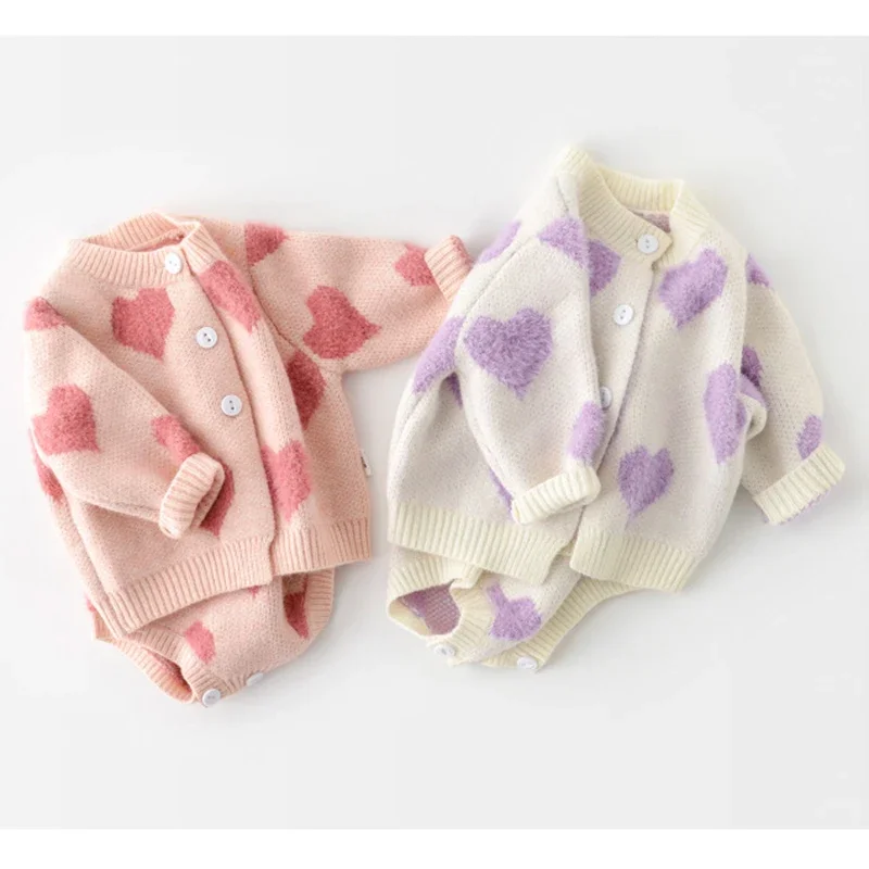 Spring Autumn Infant Baby Girls Knit Long Sleeve Loving Heart Coat + Rompers Clothing Sets Kids Girls Suit Clothes 0-2Yrs
Spring Autumn Infant Baby Girls Knit Long Sleeve Loving Heart Coat + Rompers Clothing Sets Kids Girls Suit Clothes 0-2Yrs