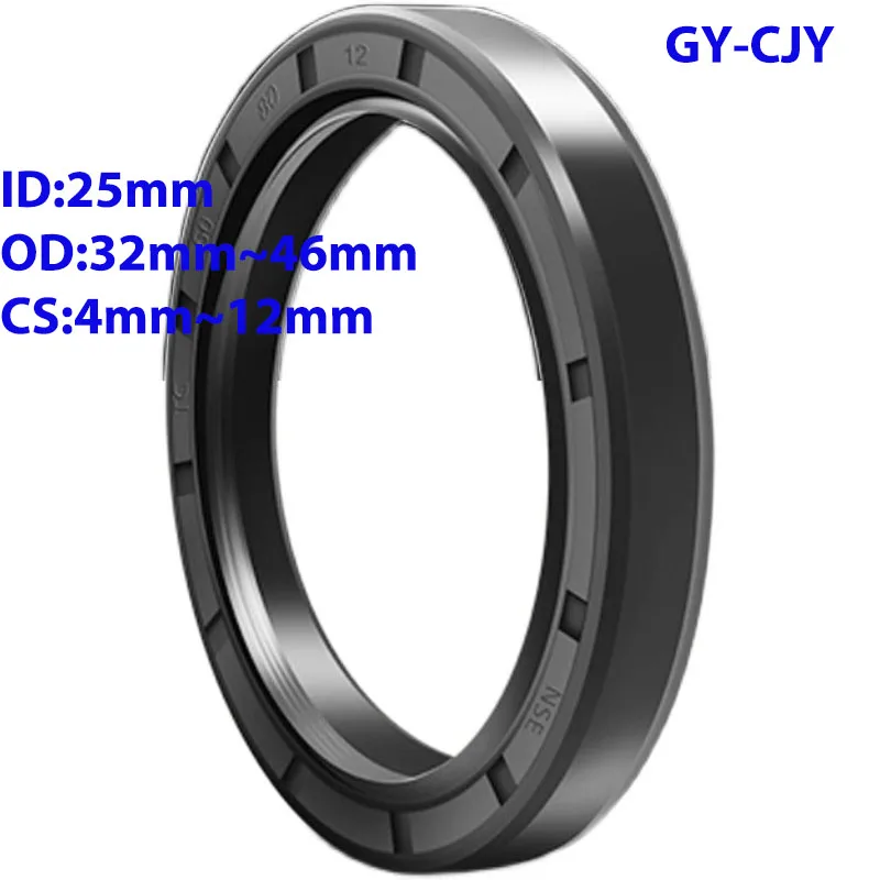 

5Pcs ID: 25mm Black NBR TC/FB/TG4 Skeleton Oil Seal Rings OD: 32mm-46mm Height: 4mm-12mm NBR Double Lip Seal for Rotation Shaft