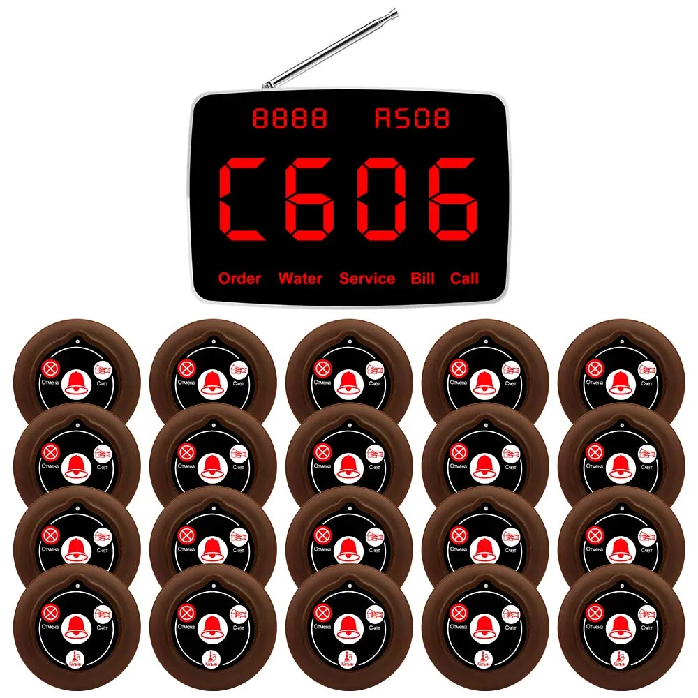 

JINGLE BELLS Wireless Calling System 20 Pcs CTT194 Russian Call Buttons for Bar,Restaurant,Office,Cafe Customer Service Bell