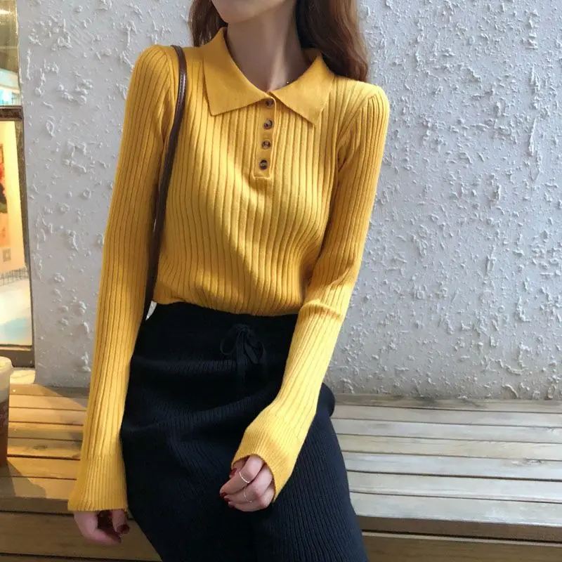 Winter Women Knitting Buttons Loose Sweater Polo Collar Long-sleeved Pullovers Solid Sweater Women Jumpers 2023 News Y34
Winter Women Knitting Buttons Loose Sweater Polo Collar Long-sleeved Pullovers Solid Sweater Women Jumpers 2023 News Y34